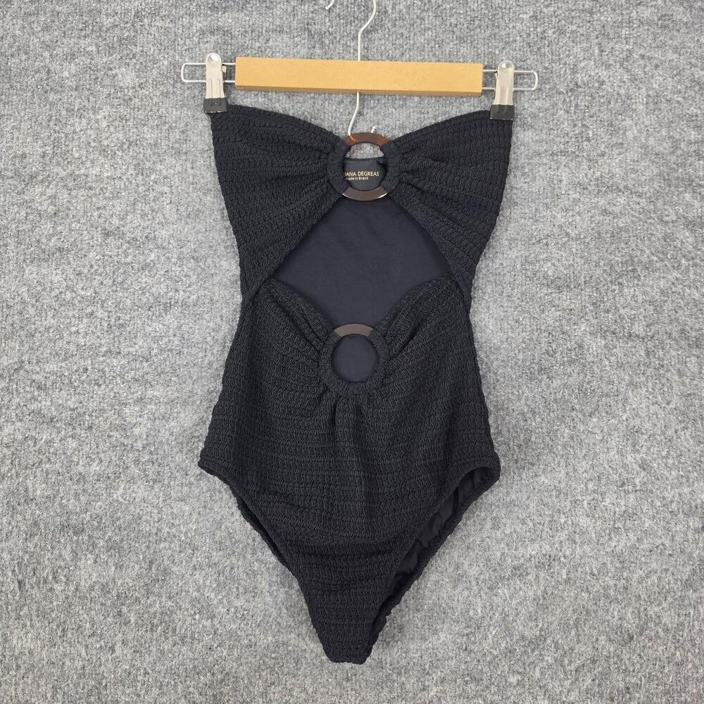 Adriana Degreas Swimsuit Small Black Bandeau Cutout One Piece Beach Chic Resort